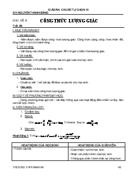 Chủ đề 8: công thức lượng giác