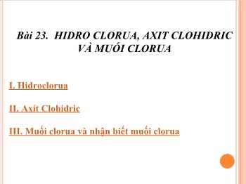 Bài giảng Bài 23: Hidro clorua, axit clohidric và muối clorua