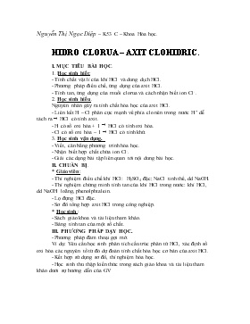 Bài giảng Hidro clorua – axit clohidric (tiết 1)