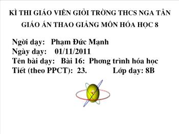 Bài giảng Tiết 23 - Bài 16: Phương trình hóa học (tiết 3)