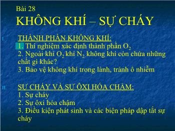 Bài giảng Bài 28: Không khí – sự cháy (tiết 10)