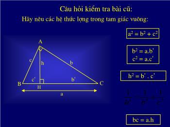 Bài giảng Bài 4: Các hệ thức lượng trong tam giác (tiết 1)