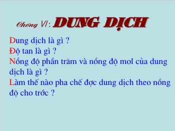 Bài giảng Bài 40 : Dung dịch (tiếp)