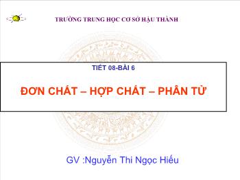 Bài giảng Tiết 08 - Bài 6: Đơn chất – hợp chất – phân tử