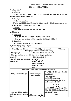 Bài giảng Tiết 14 : Hóa trị (tiết 3)