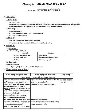Bài giảng Tiết 17 : Sự biến đổi chất (tiết 4)