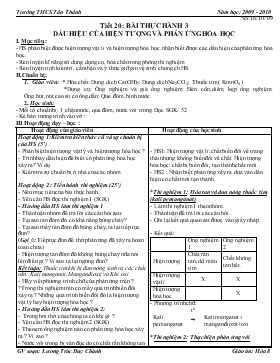 Bài giảng Tiết 20: Bài thực hành 3 dấu hiệu của hiện tượng và phản ứng hóa học (tiết 1)