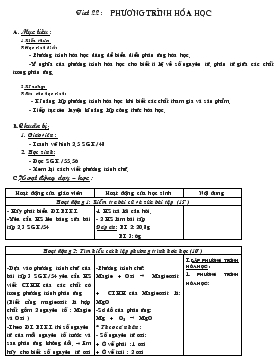 Bài giảng Tiết 22 : Pương trình hóa học (tiết 9)