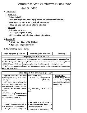 Bài giảng Tiết 26 : Mol (tiết 4)