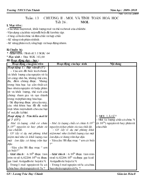 Bài giảng Tiết 26 : Mol (tiết 5)