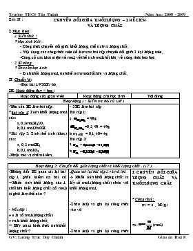 Bài giảng Tiết 27 : Chuyển đổi giữa khối lượng – thể tích và lượng chất (tiết 4)