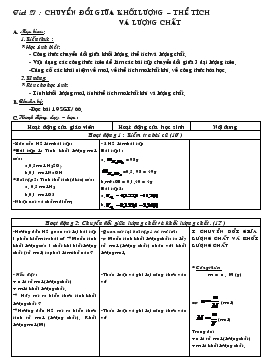 Bài giảng Tiết 27 : Chuyển đổi giữa khối lượng – thể tích và lượng chất (tiết 3)