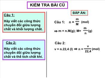 Bài giảng Tiết 29 - Bài 20: Tỉ khối của chất khí (tiết 12)