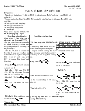 Bài giảng Tiết 29: Tỉ khối của chất khí (tiết 6)