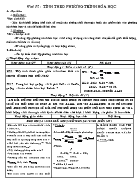 Bài giảng Tiết 32 : Tính theo phương trình hóa học
