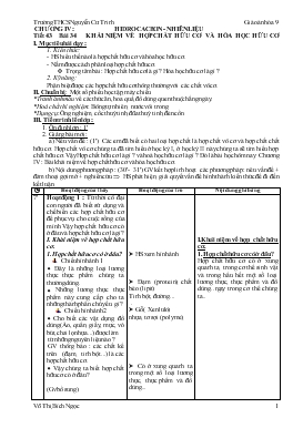 Bài giảng Tiết 43 - Bài 34: Khái niệm về hợp chất hữu cơ và hóa học hữu cơ