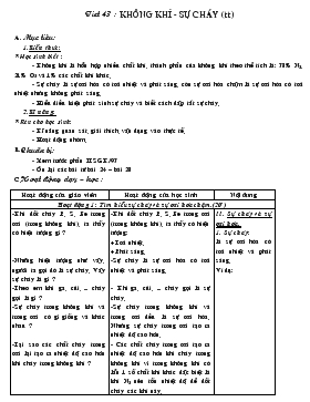 Bài giảng Tiết 43 : Không khí - Sự cháy (tiết 3)