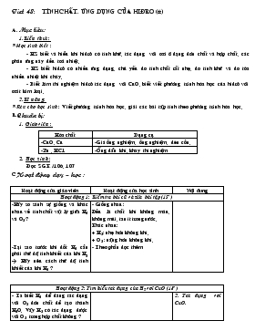 Bài giảng Tiết 48: Tính chất. Ứng dụng của hiđro (tiết 3)