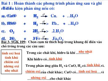 Bài giảng Tiết 49: Phản ứng oxi hoá - Khử (tiết 5)