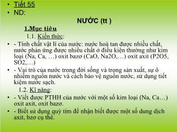 Bài giảng Tiết 55: Nước (tiết 3)