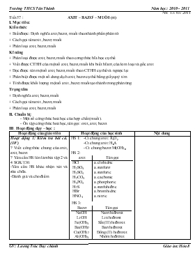 Bài giảng Tiết 57 : Axit – bazơ – Muối (tiết 34)