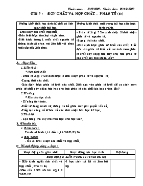Bài giảng Tiết 9 : Đơn chất và hợp chất – phân tử (tiết 1)