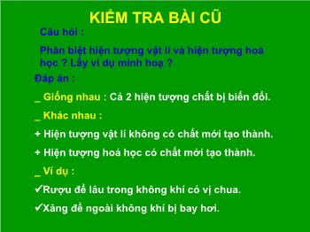 Bài giảng Tuần 9 - Tiết 18: Phản ứng hoá học