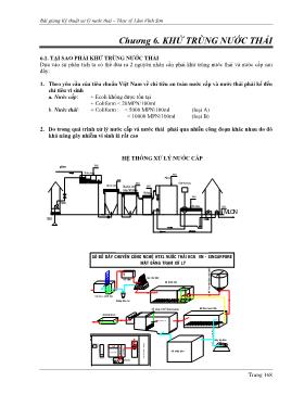 Bài giảng kĩ thuật xử lý nước thải - Chương 6: Khử trùng nước thải