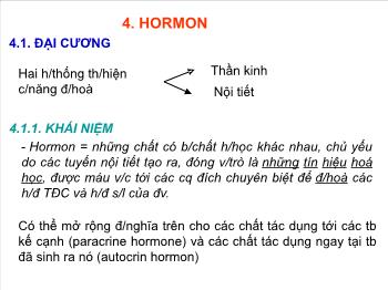 Bài giảng Sinh học - Hormon