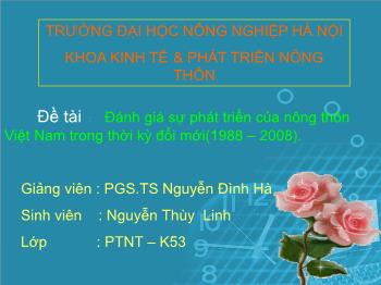 Đề tài Đánh giá sự phát triển của nông thôn Việt Nam trong thời kỳ đổi mới (1988 – 2008)