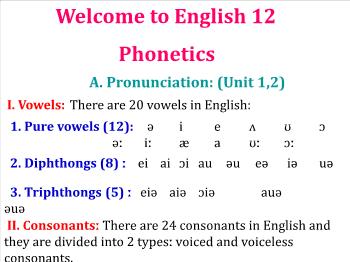 Bài giảng môn Anh văn - Phonetics