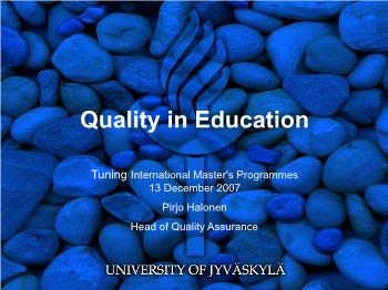 Bài giảng môn Anh văn - Quality in education