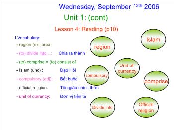 Bài giảng môn Anh văn - Unit 1: (cont) - Lesson 4: Reading