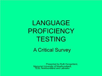 Bài giảng môn Tiếng Anh - Language proficiency testing