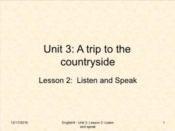 Bài giảng môn Tiếng Anh - Unit 3: A trip to the countryside