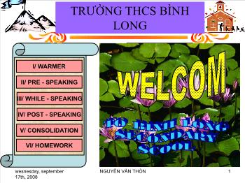 Bài giảng Tiếng Anh - Unit 3: At home/lesson 2: speak