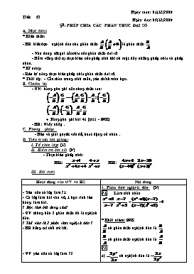 Giáo án môn Toán - Tiết 32: Phép chia các phân thức đại số