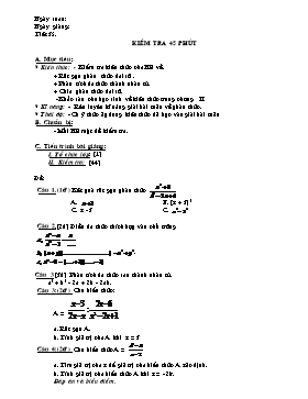 Giáo án môn Toán - Tiết 35: Kiểm tra 45 phút