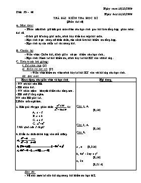 Giáo án môn Toán - Tiết 39, 40: Trả bài kiểm tra học kì