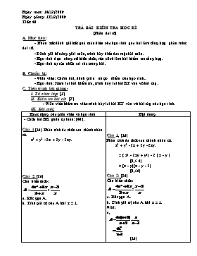 Giáo án môn Toán - Tiết 40: Trả bài kiểm tra học kì
