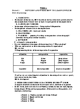 Giáo án Tiếng Anh - Period 1: Revision and guide how to learn english