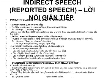 Indirect speech (reported speech) – Lời nói gián tiếp