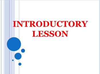 Introductory lesson