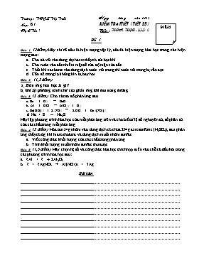 Kiểm tra 1 tiết (tiết 25) môn: Hóa học - Lớp 8