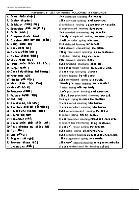 Reference list of verbs followed by gerunds