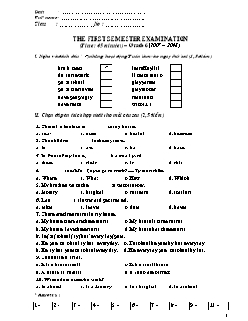 The first semester examination (time : 45 minutes) – grade 6 (2007 – 2008)