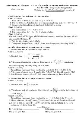 Đề thi tốt nghiệp trung học phổ thông năm 2006 Môn thi: Toán - Trung học phổ thông phân ban