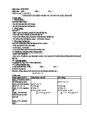 Giáo án Giải tích 12 (Hệ bổ túc) tiết 14 + 12: Khảo sát sự biến thiên và vẽ đồ thị của hàm số