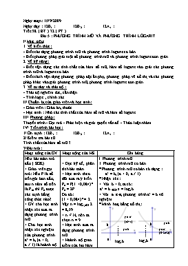 Giáo án Giải tích 12 (Hệ bổ túc) tiết 38 + 32: Phương trình mũ và phương trình lôgarit