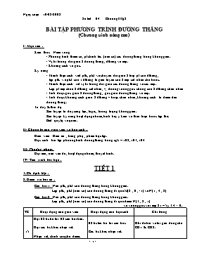 Giáo án Hình học 12 - Chương III - §2: Bài tập phương trình đường thẳng